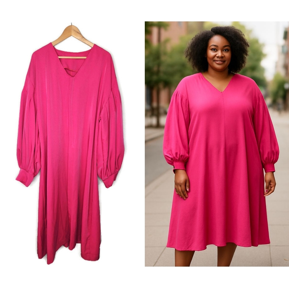 Custom Made for TV Show Actress Pink Balloon Sleeve Maxi Dress Size 3X